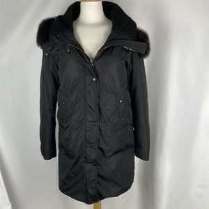 SAM Black 3/4 Fur Jacket with Black Trim Hood